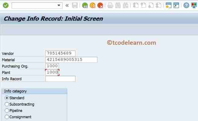 ME12 Tcode In SAP - Change Info Record