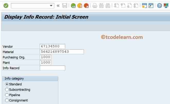 ME13 Tcode In SAP - Display Info Record