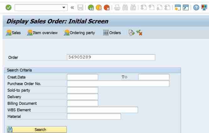 VA03 Tcode In SAP - Display Sales Order